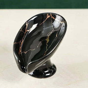 porte savon céramique imitation marbre feuille moderne blanc vert foncé drainage salle bain cuisine