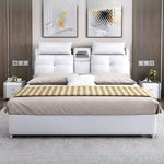 lit moderne blanc simili cuir rangements tiroirs 180cm 200cm