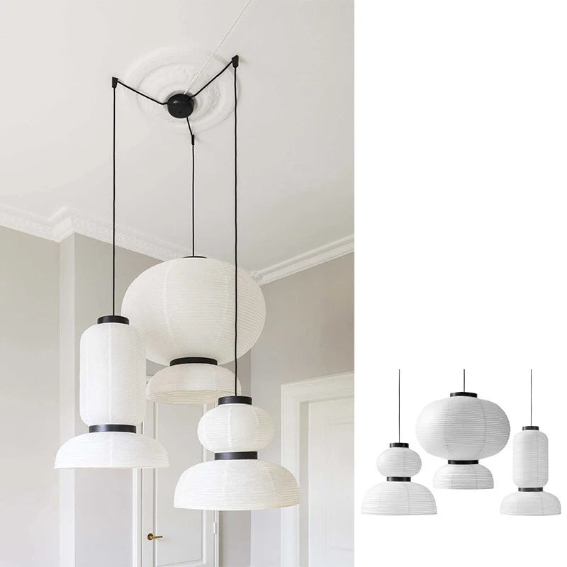 suspension lumineuse moderne blanc rayures horizontales opacite cable noir 2000 82000lm 90 260v