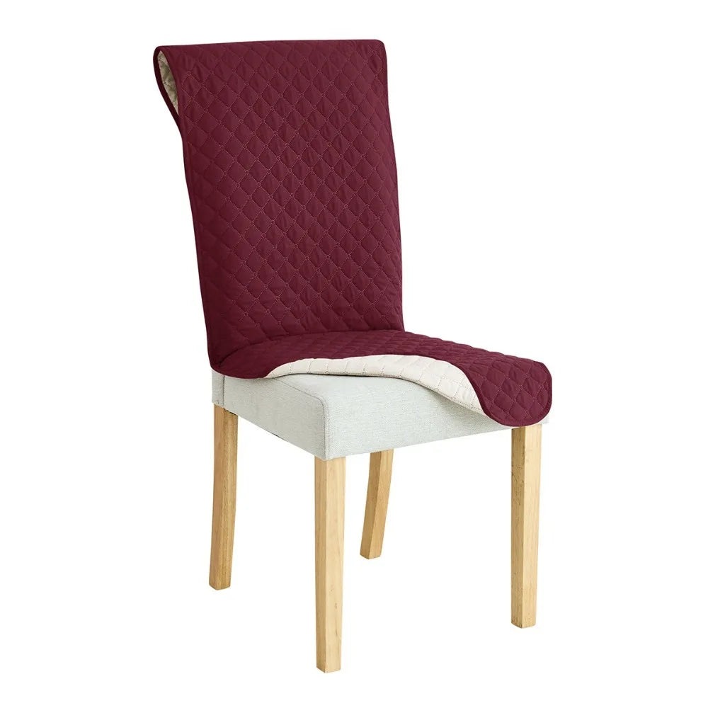 Housse chaise quiltée moderne polyester antidérapante rouge bordeaux beige bleu marine