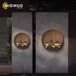 applique murale led noir doré contemporaine ip65 acier inoxydable minimaliste montagnes stylisees