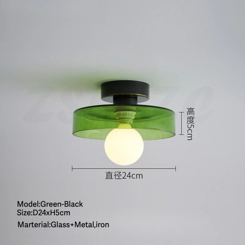 plafonnier moderne verre opacique vert rose noir jaune cool warm ledintérieur chambre salon