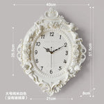 horloge murale baroque motif floral angelique blanc salon decoration aiguille quartz résine unique
