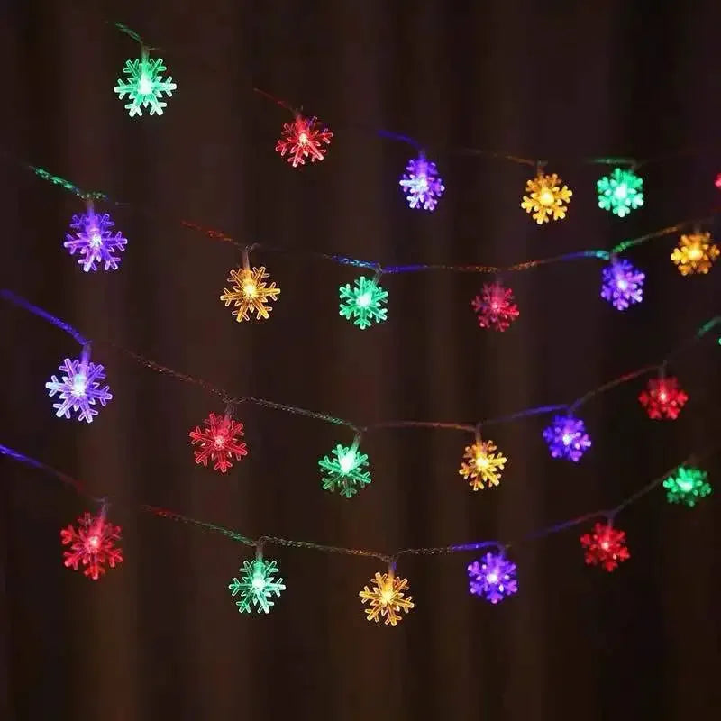 guirlande lumineuse flocons neige blanc multicolore clips festif anniversaire noel mariage valentin