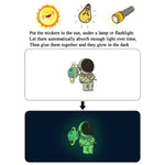 Stickers muraux astronaute lune étoiles glow noir rose vert enfants chambre