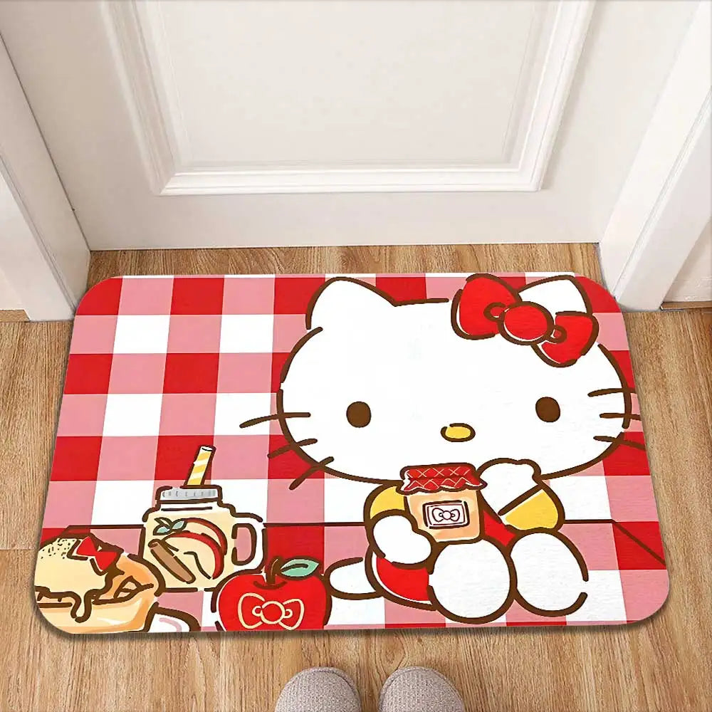 tapis dessin animé hello kitty carreaux rouge blanc salon chambre coucher mignon résistant décoloration