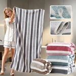 serviette bain polyester rayé douce absorption rapide famille plage moderne minimaliste gris vert