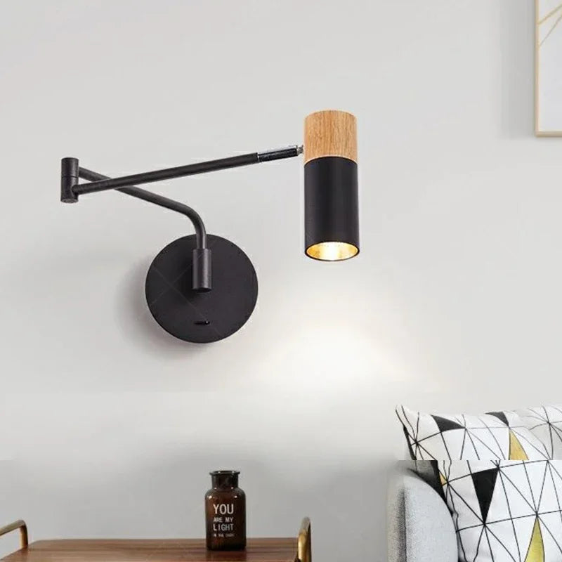 lampes murales modernes articulées noir blanc bois or gris minimaliste fixées mur abat jour