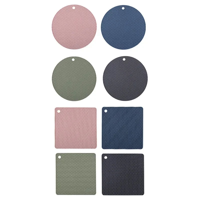 tapis silicone nid d'abeille rond carré antidérapant bleu rose gris vert moderne cuisine