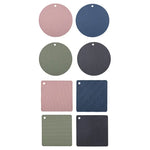 tapis silicone nid d'abeille rond carré antidérapant bleu rose gris vert moderne cuisine
