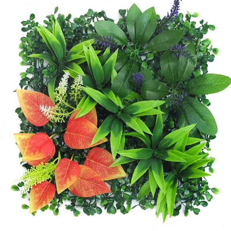 panneau mural plantes artificielles herbe verte fleurs blanches décoration jardin extérieur mur extérieur décoratif