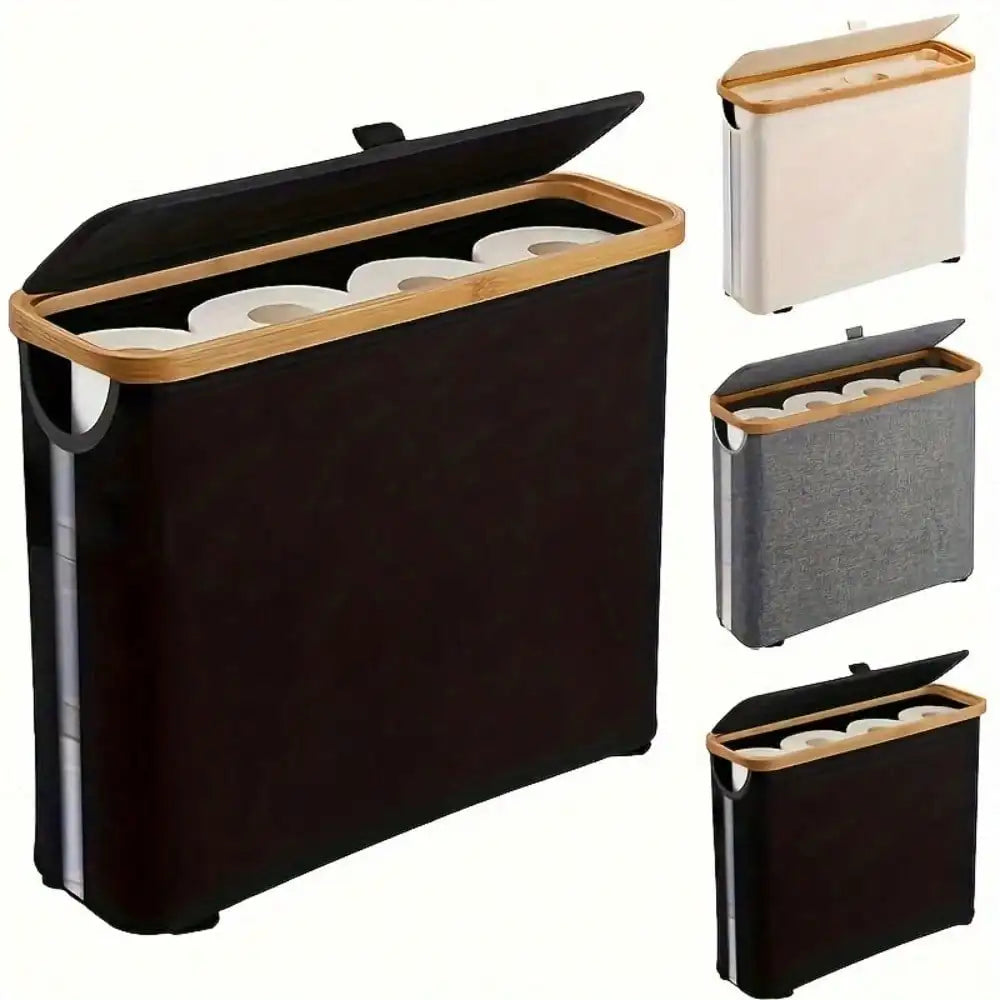 boîte papier toilette bambou noir moderne pratique grande capacité chambre salon
