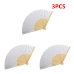 éventail pliant bambou papier blanc rayures traditionnel calligraphie peinture cadeau mariage bricolage