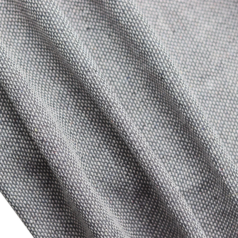 tissu polyester gris clair texture fine moderne bordures franges blanc lavable machine 1.5x4m