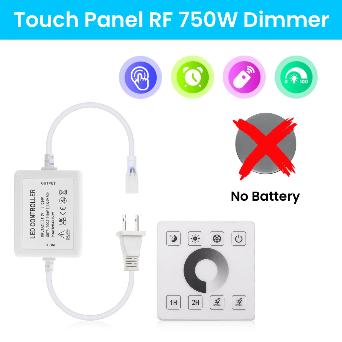 contrôleur led wifi bluetooth rf télécommande prise électrique moderne certifié ul cqc cem fcc