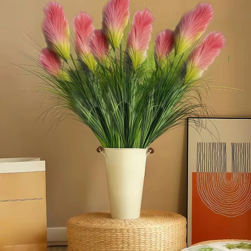 bouquet artificiel rose vert jaune plumes feuilles naturel moderne 80cm decorationintérieurextérieur