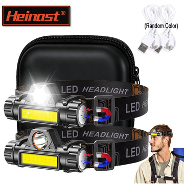 lampe frontale led rechargeable usb noir camping pêche étanche haute luminosité 180deg