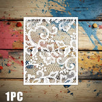 pochoir floral découpé artisanal blanc décoration papier bois meubles tissu 25cm 10cm