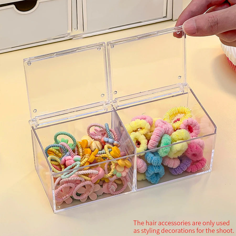 boîtes rangement transparentes multifonctionnelles accessoires cheveux élastiques barrettes modernes minimalistes compartments organisateur