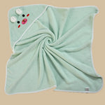 serviette bain bébé verte dessin animé oreilles lapin douce moelleuse bordure blanche confortable ans