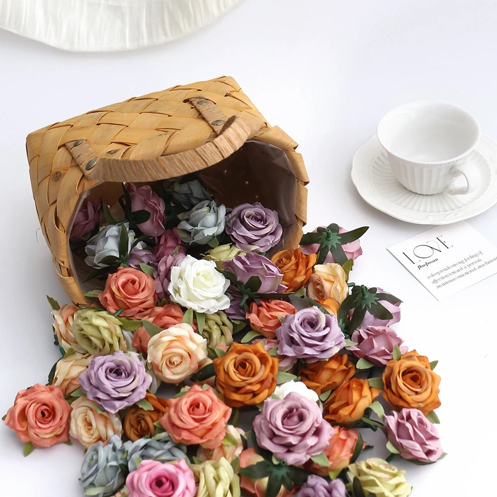 fleurs artificielles roses bouquet blanc rose violet 10 pièces décoration mariage