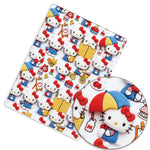 serviettes hello kitty patchwork coton polyester bleu blanc rouge jaune enfantines decoratives opaques