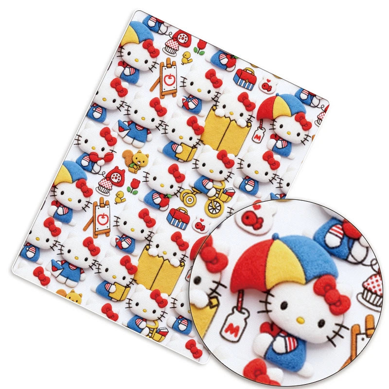serviettes hello kitty patchwork coton polyester bleu blanc rouge jaune enfantines decoratives opaques