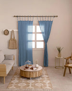 rideaux translucides texturés bohèmes vert menthe bleu 90x180cm 90x200cm tringle liens