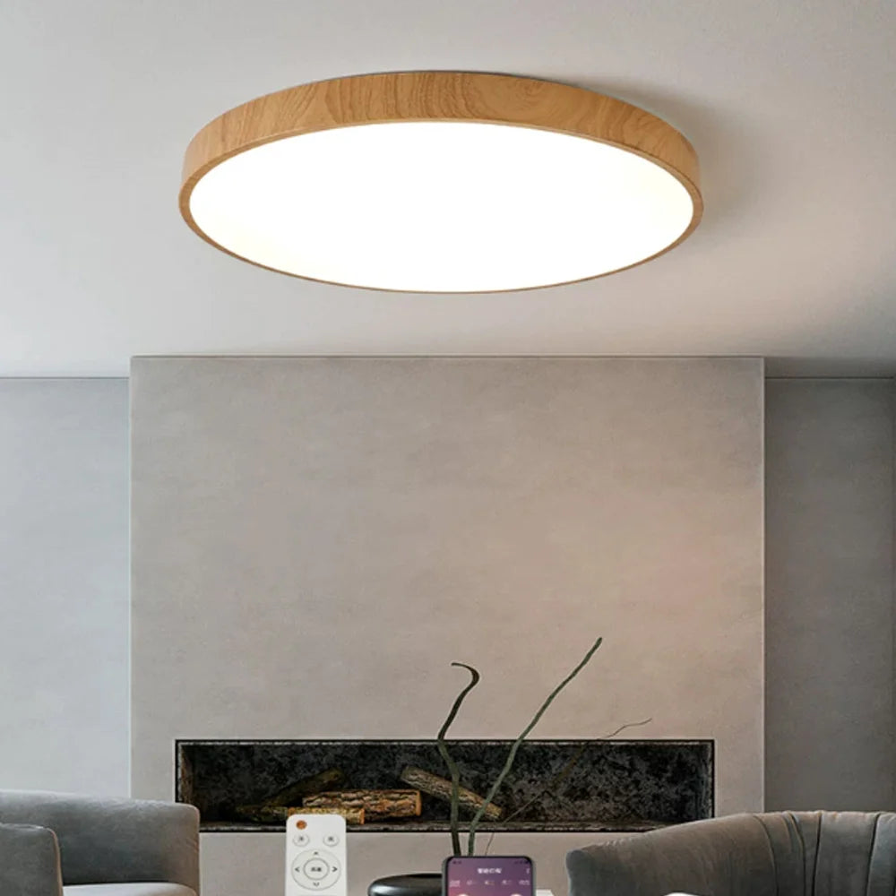 lampe led grain bois minimaliste moderne chambre blanc bois naturel