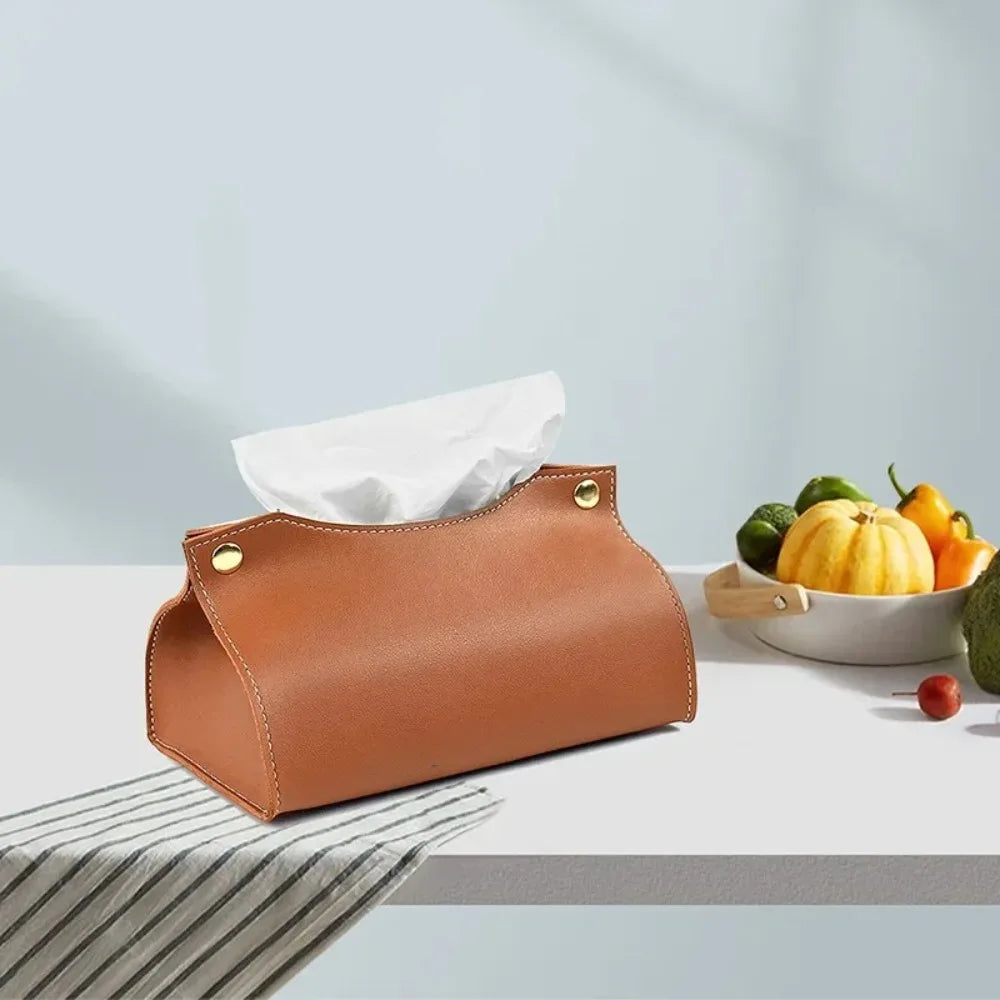 boîte mouchoirs simili cuir moderne marron gris noir bleu opaques dorés papier toilette minimaliste