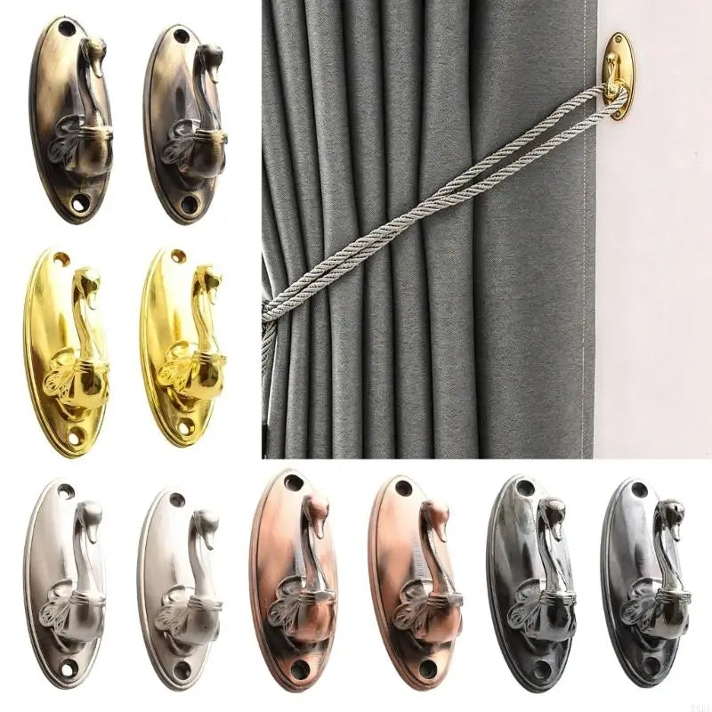 boucles rideau floral bronze doré argenté cuivre classiques pack deux boucles