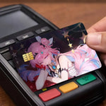 cartes crédit personnalisées anime fille étoiles adhésif rose bleu noir protégées transporte bancaire debit