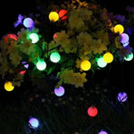 guirlande lumineuse solaire multicolore 50 led boules sphériques moderne piquet noir