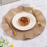 placemats ronds tissu rayures concentriques moderne rose doré rouge gris beige orange festive