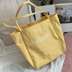 sac main toile réutilisable polyvalent lettre DELIGHT blanc jaune vert violet poche téléphone