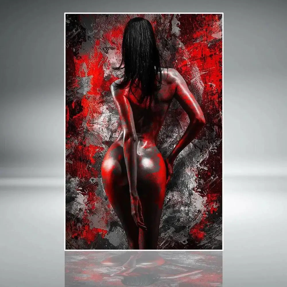 peinture toile abstraite contemporaine rouge noir gris texture grunge sans cadre