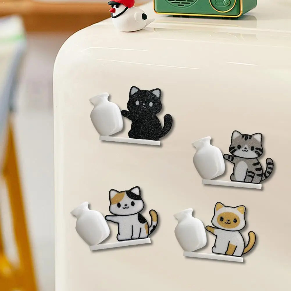 aimants réfrigérateur chatons mignons rayures gris noir blanc dessin animé poterie blanche decoration cuisine