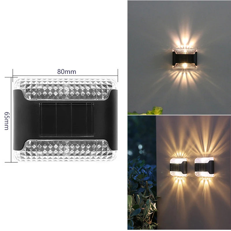 lampe solaire murale moderne noir blanc grille diamantsextérieur decoration jardin balconurgence vacances led ip65