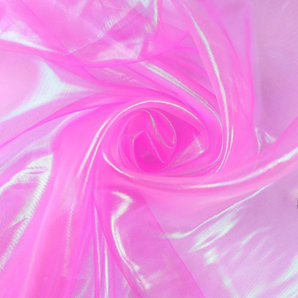 tissu organza holographique brillant rose violet bleu vert translucide moderne élégant polyester