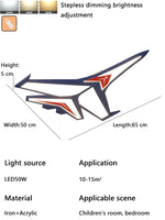 lampe avion enfant bleu blanc rouge détails télécommande moderne éclairage quotidien contemporain