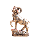 statues zodiacales bronze doré détaillées classiques base carrée étiquette nom signe zodiaque