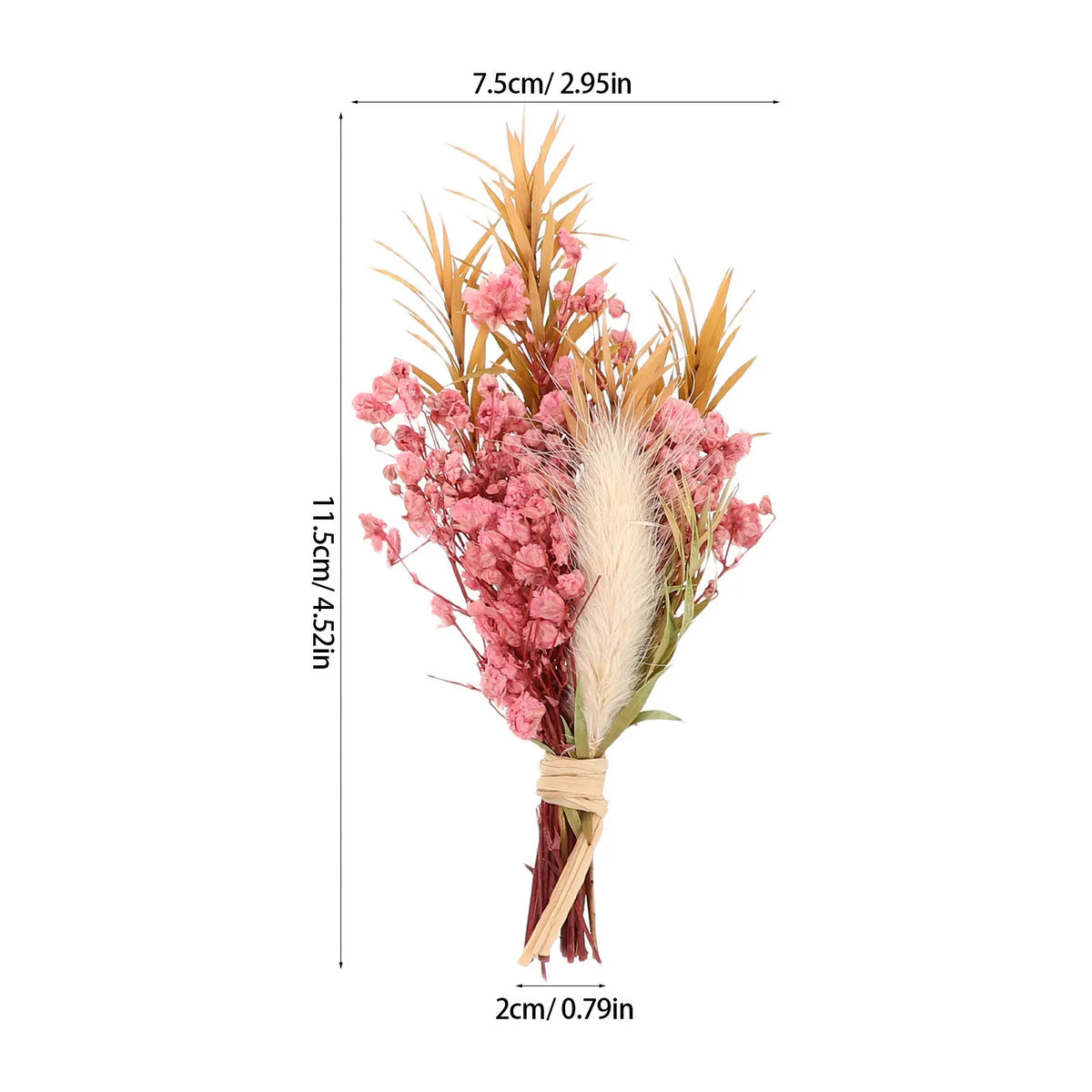 bouquet séché fleurs roses clairs feuilles vertes pampas naturel rustique décoration anniversaireextérieur