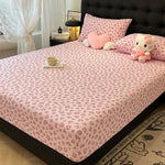 housse lit imprimée coeurs roses clairs moderne 100 polyester élastique single queen king