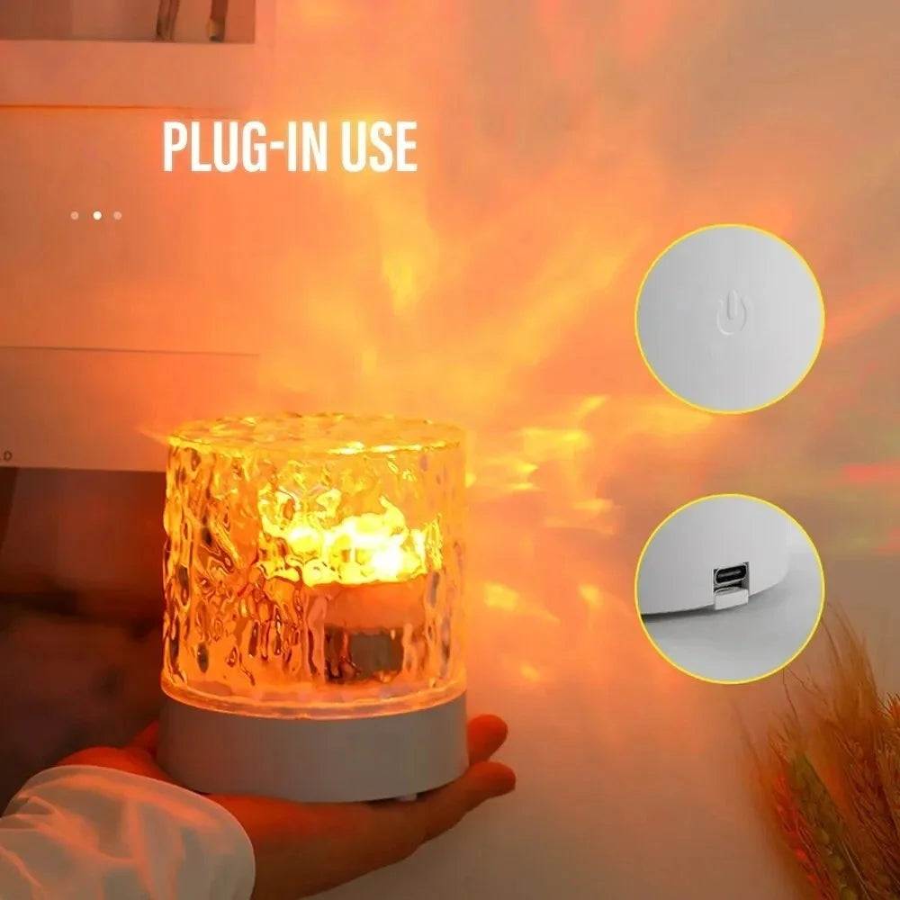 lampe chevet blanc moderne télécommande texture glace veilleuse ambiance chambre coucher