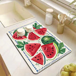 tapis cuisine gris motif pastèque absorbant antidérapant séchage vaisselle moderne plan travail