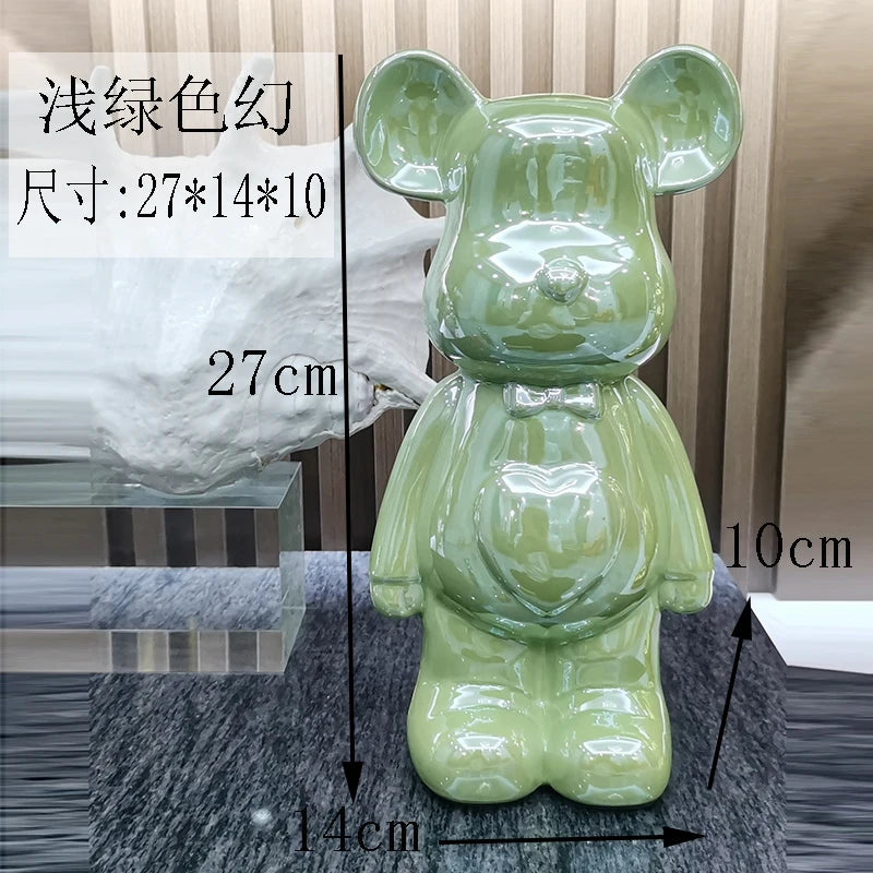 statue ours céramique violet doré moderne décoration intérieure brillante contemporaine maison salon