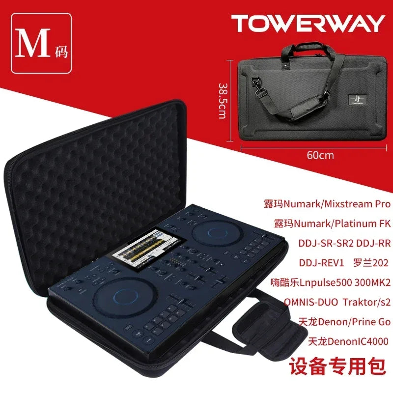 sac main noir polyestère moderne poignées tridimensionnel protection dj controller portable rangement articles divers