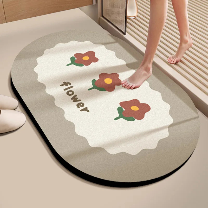 tapis bain super absorbant séchage rapide antidérapant beige clair gris foncé moderne minimaliste