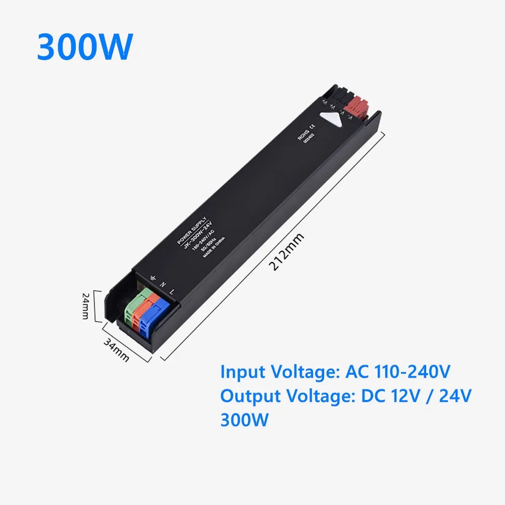 alimentation led 12v 24v 60w 100w 200w 300w 400w noir transformateur d'éclairage safe moderne