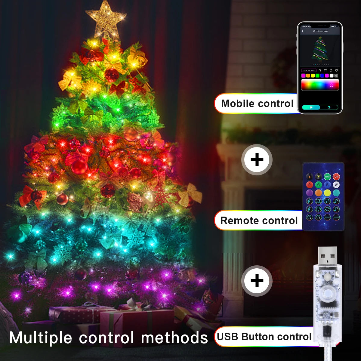 guirlande led 40m rgb ic musique bluetooth télécommande application mobile
